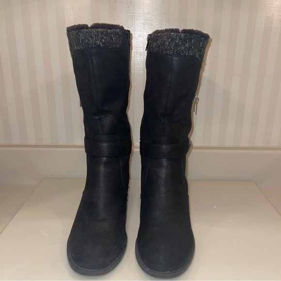 BARE TRAPS Womens Willow Black Heeled Riding Boots Round Toe Stacked Heel - Picture 7 of 16